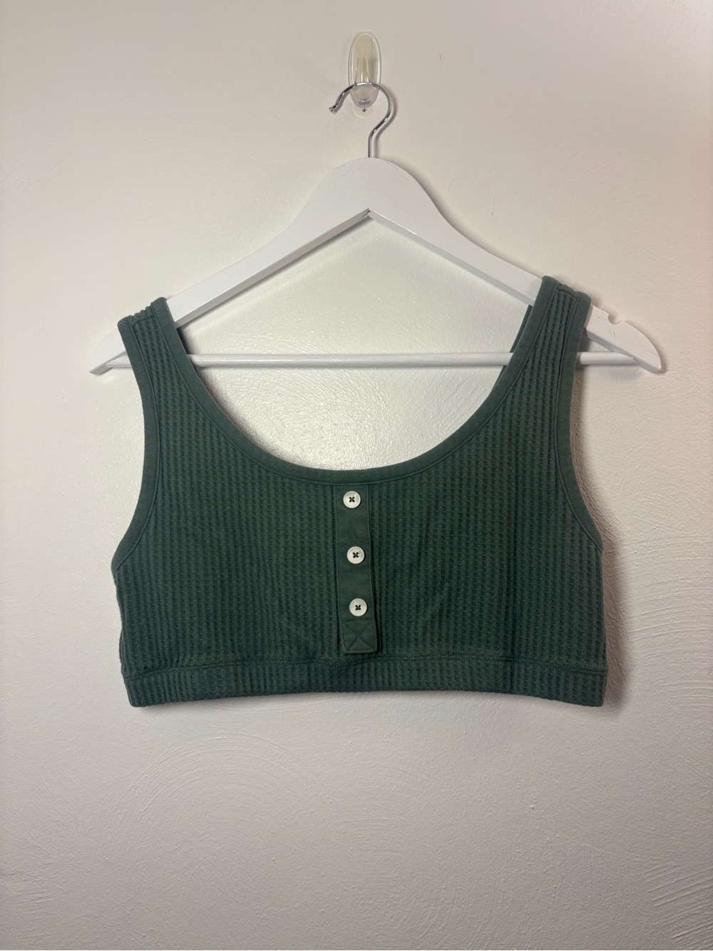 Old Navy Sage Green Waffle Knit Button Front Bralette Size Large